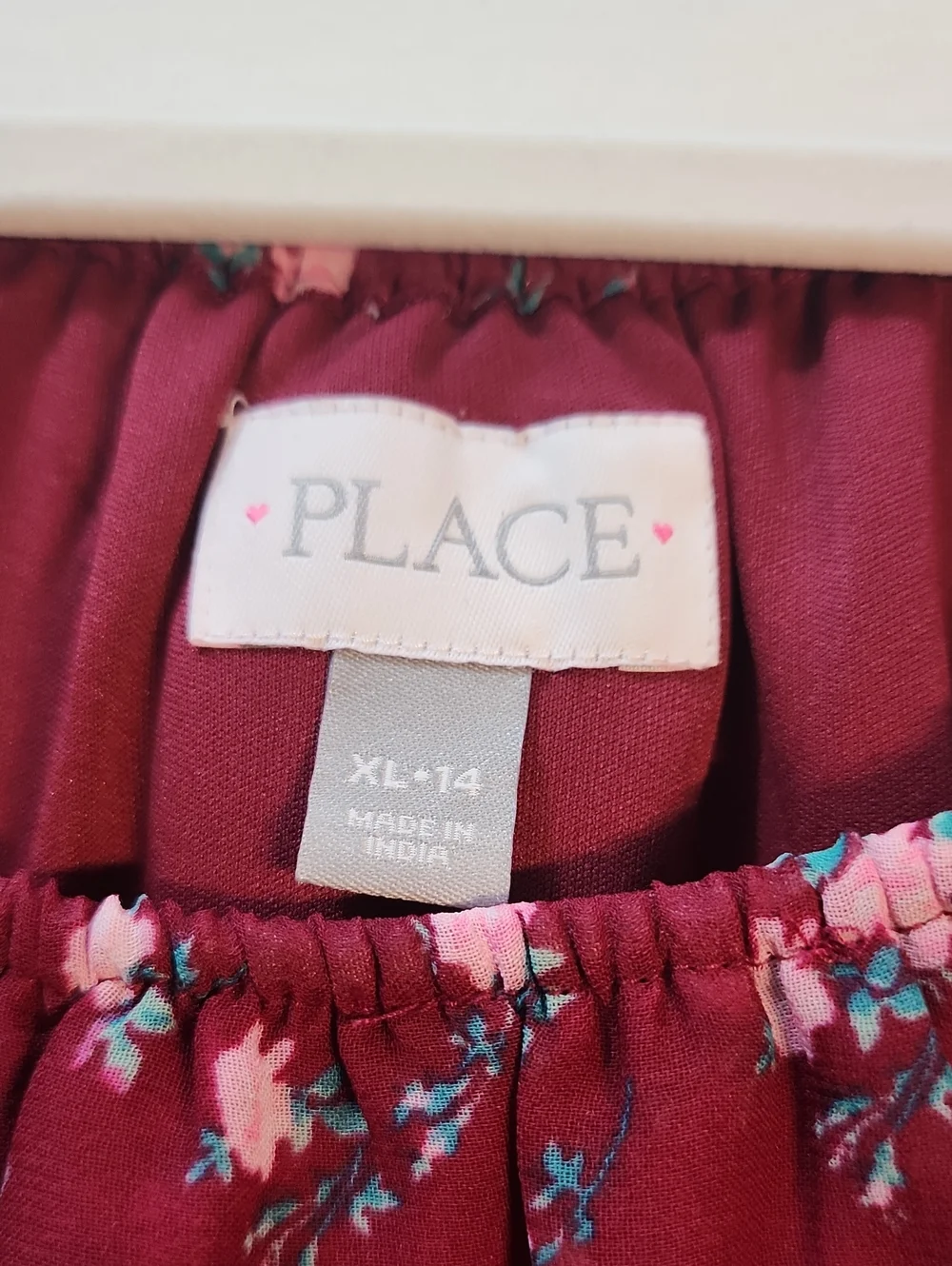The Children's Place Girls Maroon Floral Chiffon Tiered Dress XL 14